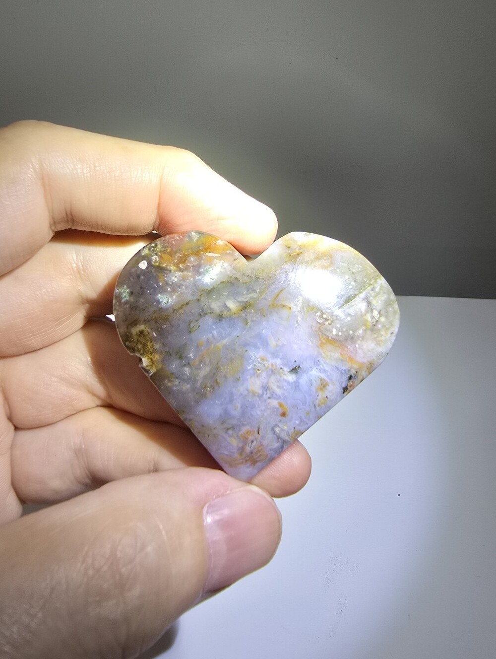 Multi-colored Moss Agate Crystal Heart